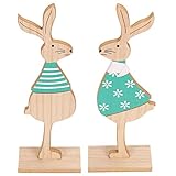 Osterhasen Deko,Osterdeko Holz,Osterhase Holz groß, 2er Set Osterdekoration Garten,Deko Osterhase,Osterhasen Deko Holz,Deko Ostern hasenform,Oster Deko Háse,Osterhase Oster-Deko aus Holz, B