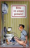 Bitte im Sitzen Pinkeln 20,3 x 30,5 cm Thema Nostalgie Dekoration Retro Schild Garage Küche Metallschild B