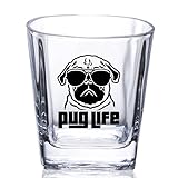 Mops Geschenke für Mops Liebhaber, Whisky Glas für Hund Mama, Hund Papa und Hundeliebhaber, Perfekt für Geburtstag, Weihnachten, Thanksgiving, 8,5 Unzen, Mops Leben Oneb