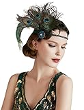 BABEYOND Damen 1920s Stirnband Pfau Feder 20er Jahre Stil Flapper Haarband Inspiriert von Great Gatsby Damen Kostü
