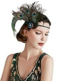 BABEYOND Damen 1920s Stirnband Pfau Feder 20er Jahre Stil Flapper Haarband Inspiriert von Great Gatsby Damen Kostü