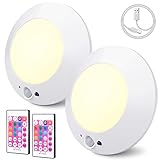 HONWELL LED Deckenlampe mit Bewegungsmelder, Wiederaufladbare LED Deckenleuchte, Deckenleuchten mit 12 wechselnden Farben, Kabellos Sensorleuchte für Garage Flur Speisekammer Korridor, Weiß, 2 Stück