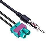 Autoradio Antenne Dual Fakra (Z) auf DIN ISO Adapter Stecker kompatibel mit AUDI Volkswagen VOLVO Seat Sk