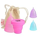 Femme Essentials Menstruationstasse - Diskret und Hygienische Menstruationskappe - aus medizinischem Silikon mit Faltbarem Sterilisationsbecher - Deutscher Anleitung - Menstrual Cup - Rosa (S)