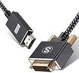 Sweguard HDMI-auf-DVI-Adapterkabel, bidirektionales Nylongeflecht, 1080p, Full HD, DVI-D-Stecker auf HDMI-Stecker, Hochgeschwindigkeitskabel für PS4, PS3, Blu-Ray, Roku, One, Monitor oder TV, 5
