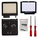 Timorn Full Gehäuse Shell Fall Deckel + Screen Protector Teil + Tri-Wing + Kreuz Schraubendreher Reparatur für Gameboy Advance GBA SP (Schwarzes Paket)
