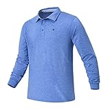 donhobo Herren Poloshirt Langarm Polokragen mit Knopfleiste Regular Fit Basic Polyester Elegante Polohemd für Männer Golf T-Shirt Blau XL