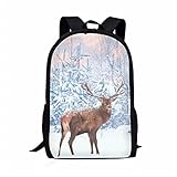 Showudesigns Schulrucksack für Kinder mit niedlichem Tiermotiv, mit Flaschentasche, reh / hirsch, Einheitsgröße, Koffer-S