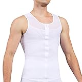 SLIMBELLE Herren Bauchweg Shirt Unterhemd Figurformende Shapewear Kompression West Slimming Unterwäsche Miederbody für Männer mit Reißverschluss in weiß o. schw