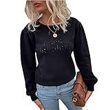 ZYYM Damen Pullover Lässiges Pulli Sweater Lange Ärmel Strickpullover Rundhals Langarm Jumper Tops Damen Winter Elegant Grobstrickpullover Langarm Lose Pulli Oberteile Mode Pullover Strickp