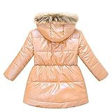 Styledress Mädchen Baby Winter Fleece-Mantel Daunenmantel für 3-10 Jahre Jungen Mädchen Outdoor Jacke Outwear Windjacke mit Pelzkragen Druck Warme Winter Coat Winterjacke Verdicken M