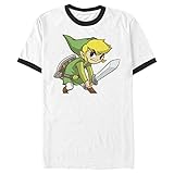 Nintendo Herren Big Link T-Shirt, Weiß/Schwarz,