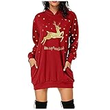 MOKBAY Damen Rock Weihnachten Das Allerbeste Kleider Damen Elegant V Ausschnitt Kleid Tennis Skirt Hangers Kleid Sexy Skirt Set Damenmode Weihnachten Hoodie Tasche Hüfttasche Print Hoodie M