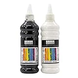 ACRYLFARBEN-SET 500 + 500 ml, Total 1000 ml. Günstige Acrylfarbe Hochwertige Künstler-Malfarben Basteln (DUO-1 (Schwarz, Weiß))