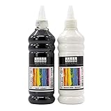 ACRYLFARBEN-SET 500 + 500 ml, Total 1000 ml. Günstige Acrylfarbe Hochwertige Künstler-Malfarben Basteln (DUO-1 (Schwarz, Weiß))