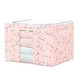 F.P.L Faltbare Aufbewahrungsbox mit verstärktem Griff, Stahlrahmen, Oxford-Stoff, Aufbewahrungstasche für Kleidung, Decken, Bettdecke, Bettzeug (66 l) (Pink Cherry-66 l)