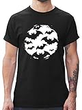 Halloween Kostüm Outfit - Geometrisches Motiv mit Fledermäusen - weiß - S - Schwarz - Fledermaus Tshirt,männer - L190 - Tshirt Herren und Männer T-S