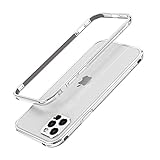 XCXFCA Schutzhülle für iPhone 12/12 Pro/12 Pro Max Mini/11 Pro Max 11 Aluminium Metall Bumper Rahmen Slim Cover Handyhülle + Carmera Protector (Farbe: Silber, Material: für iPhone 11)