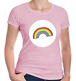 buXsbaum® Damen Girlie T-Shirt Plüschbärchen Regenbogen | M, R