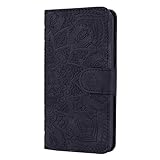 Homikon PU Leder Hülle Retro Schön Mandala Schutzhülle Brieftasche Ledertasche Handyhülle mit Kartensteckplatz Ständer Klapphülle Etui Flip Case Cover Kompatibel mit Samsung Galaxy J5 2016 - Schw