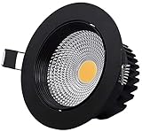 PJDOOJAE Bull's Eye Lights, COB Spotlight 40 Abstrahlwinkel Rotation Einstellbare Brandschutz-Deckeneinbauleuchte Schwarze LED Einbau-Downlight Strahler Aus Aluminiumdruckguss Warmes Licht 3000