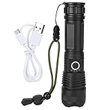 Blantye XHP70 LED Teleskop-Zoom-Taschenlampe Hohe Helligkeit Taschenlampe USB Wiederaufladbar 5 Modi Wasserdicht für Outdoor Camping Notfall(schwarz)