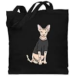 Shirtracer Katzenbesitzer Geschenk Katze - Tattoo Sphynx-Katze - Unisize - Schwarz - sphynx-katze - WM101 - Stoffbeutel aus Baumwolle Jutebeutel lange Henk