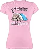 Sprüche Statement mit Spruch - Offizielles Schlafshirt mit Faultier - schwarz - L - Rosa - offizielles Schlafshirt grau - L191 - Tailliertes Tshirt für Damen und Frauen T-S