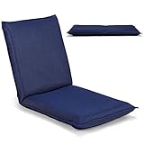 RELAX4LIFE Bodenstuhl klappbar, Bodensessel mit Liegefunktion, Lehnstuhl mit 6 Einstellbarer Rückenlehne, Bodensitz zum Fernsehen Lesen Spielen, Meditationsstuhl Lazy Sofa gepolstert (dunkelblau)