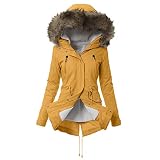 Winterjacke Damen Winter Warm Gefüttert Steppjacke Übergangsjacke Jacke Dicker Winddichte Parka Mantel Damenjacke Freizeit Parka Outdoorjacke Wintermantal Winterparka Gefüttert Kapuzenjack