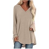 Damen Langarmshirt Oberteile Casual Lose Langarm Shirt Basic Longshirt Tunika Bluse Tops Einfarbig Pullover Sweatshirt Elegant Rundhals Blusenshirt Schmetterling Druck Jumper Kuschelig
