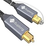 Optisches Audiokabel [1,8 m] – Suplong 24 K vergoldetes digitales optisches Audio Toslink Kabel für [S/PDIF] LG/Samsung/Sony/Philips Sound Bar, Smart TV, Home Theater, PS4, Xbox und Play