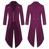 routinfly Herren Frack Jacke Steampunk – Gothic Hoodie Uniform Smoking Jacke Party Kostüm Outwear Lange viktorianische Windbreaker T