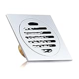 Stuurvnee Geruchssicherer Kupfer Boden Ablauf Verchromte Netz OberfläChe GroßEr Durchfluss Anti-Reflow Dusche Boden Ablauf, 12 X 12 C