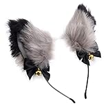Lurrose Fuchs Ohren Stirnband mit Glocken Tier Anime Kunstpelz Stirnband Haarreifen Plüsch Tier Cosplay Haarband Geschenke für Kinder Erw