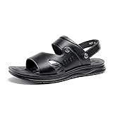 Causal Herren verstellbare Dual Use Sandalen Casual vorforated Slip on Outdoor Beach Shoes Genuine Schaum Open Toe Solid Color Flat Anti-Rutsch Classic (Farbe: Schwarz, Größe: 44)