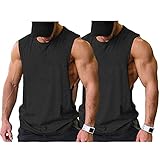 COOFANDY Herren Gym Workout Tank Tops Cut Off Muscle T Fitness Ärmelloses Shirt, Schwarz/Schwarz(2 Stück), Gr. S