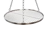 Grillrost Ø 55 cm mit Kette Edelstahl 4 mm Grillstabdicke Stababstand 14 mm für Schwenkgrill BBQ Dreib