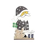 WOYAOFEI Fenster Weihnachten Deko,Christmas zusammengebaut aus Holz glatt Weihnachtsmann Schnitzen aus Holzschnitzeln Mini Weihnachtsbaum Schneemann Desktop-O