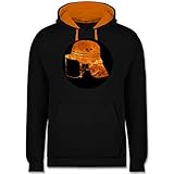 Feuerwehr - Feuerwehr Helm Flammen - S - Schwarz/Orange - Feuerwehr Helm Flammen Hoodie - JH003 - Hoodie zweifarbig und Kapuzenpullover für Herren und D