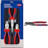 KNIPEX 00 20 11 Montage-Paket & 87 02 250 SB Cobra® Hightech-Wasserpumpenzange grau atramentiert mit schlanken Mehrkomponenten-Hüllen 250 mm (in SB-Verpackung)