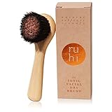 RUHI Klosterbürste Gesicht/Kupferbürste/Gesichtsbürste Kupfer, Naturborsten & plastikfrei zur Trockenbürsten Massage/gefertigt in DE/Ionic Dry Brush Face/FSC-zertifiziertes B