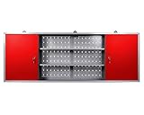 Ondis24 Werkzeugschrank Metall, Werkstattschrank 160x16x60 (H) cm, 2 abschließbare Türen, Hängeschrank mit Einlegeböden (rot)