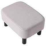 IBUYKE Hölzerner gepolsterter Fußschemel Osmanischer Hocker Hocker Niedriger Hocker Stoff Sofahocker Kleines modernes Wohnzimmer Rechteckiger Hocker mit gepolstertem Sitz, einfarbig RF-BD213