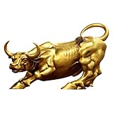 WINOMO Feng Shui Goldenes Geld Stier Ochse Statue Reichtum Statue Messing Börse Stier Figur Chinesische Tierkreis Scuplture Home Office Dekor Geschenk