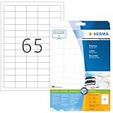 HERMA 8629 Universal Etiketten DIN A4 klein (38,1 x 21,2 mm, 10 Blatt, Papier, matt) selbstklebend, bedruckbar, permanent haftende Adressaufkleber, 650 Klebeetiketten, weiß