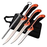 Elk Ridge, Outdoormesser, ER-200-13SET, Nylonfasergriff, Feste Klinge, Messer -Filetiermesser, Ang