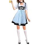 Briskorry Damen Bier Oktoberfest Trachtenkleid Kleid Midi Dirndl Bluse Mädchen Halloween Cosplay Charakter Deutsches Bierfest Kostüm O