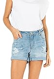 Sublevel Damen Jeans-Shorts Destroyed Used-Look Light-Blue M