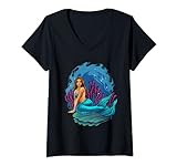 Damen Wunderschönes Latina Meerjungfrau Shirt Puerto Rican Hispanic Mexiko T-Shirt mit V